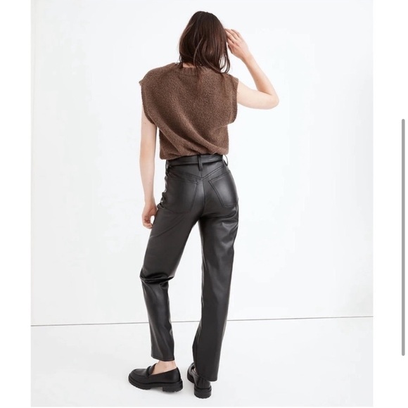 Madewell Faux Leather Black High Waist The Perfect Vintage Straight Jean Size 28 - Picture 3 of 10